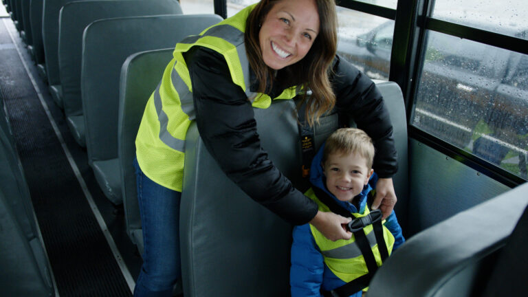 First Student bus driver and student