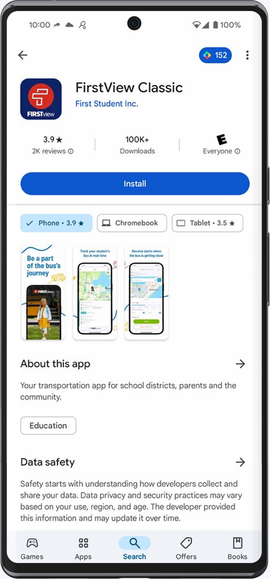 A screenshot of the FirstView Classic application in the app store