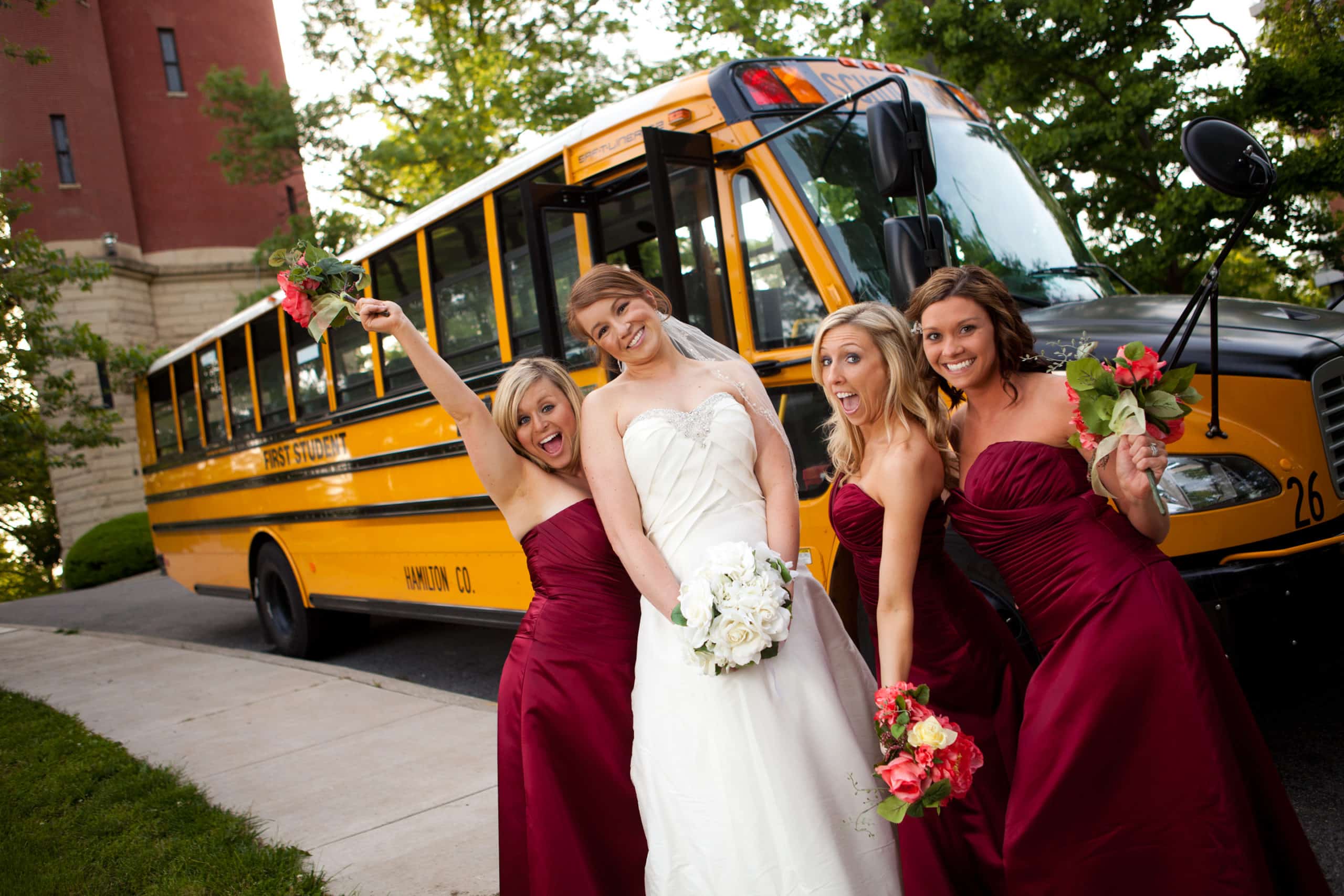 first student: charter bus wedding rental