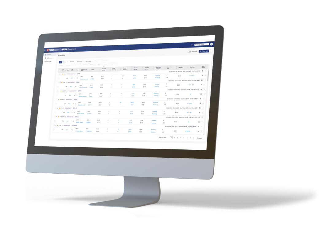 A computer showing a dashboard from the First Student Halo application