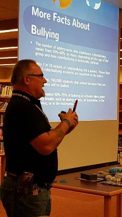 Marty Belville gives a presentation on bullying